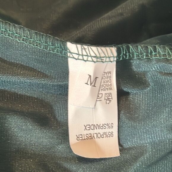 Women’s Green Jumpsuit Deep V-Neck Velvet Bodice Belted Waist Zip Back Size M - Picture 8 of 12